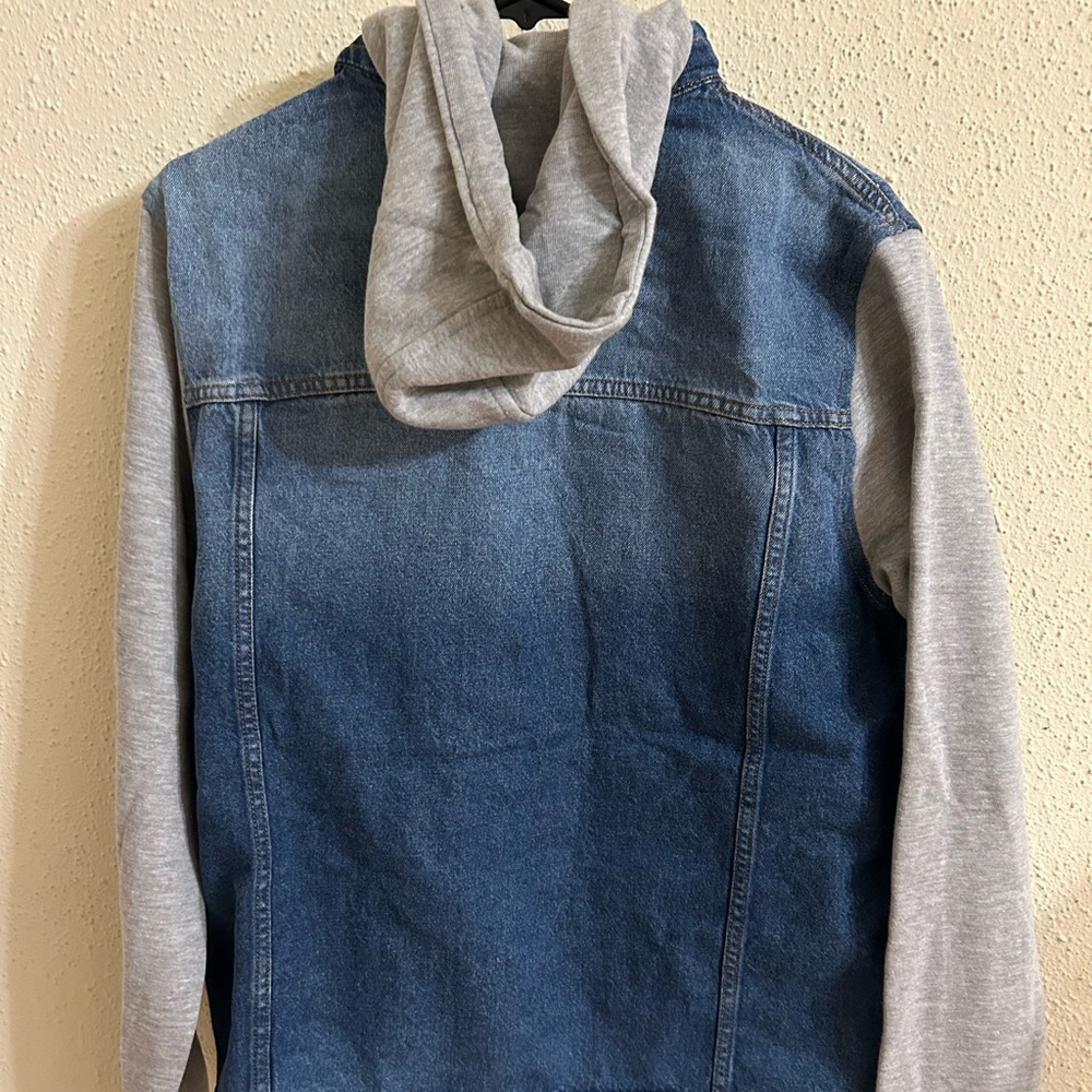 Denim Jacket with Gray Hoodie